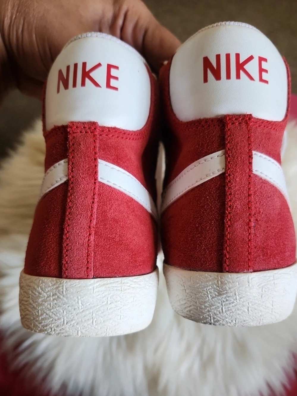 Nike Youth Suede Red High-Top Sneakers - Picture 5 of 9